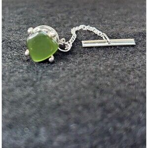 Sarah Coventry Jade Gemstone Tie Tack Silver Tone